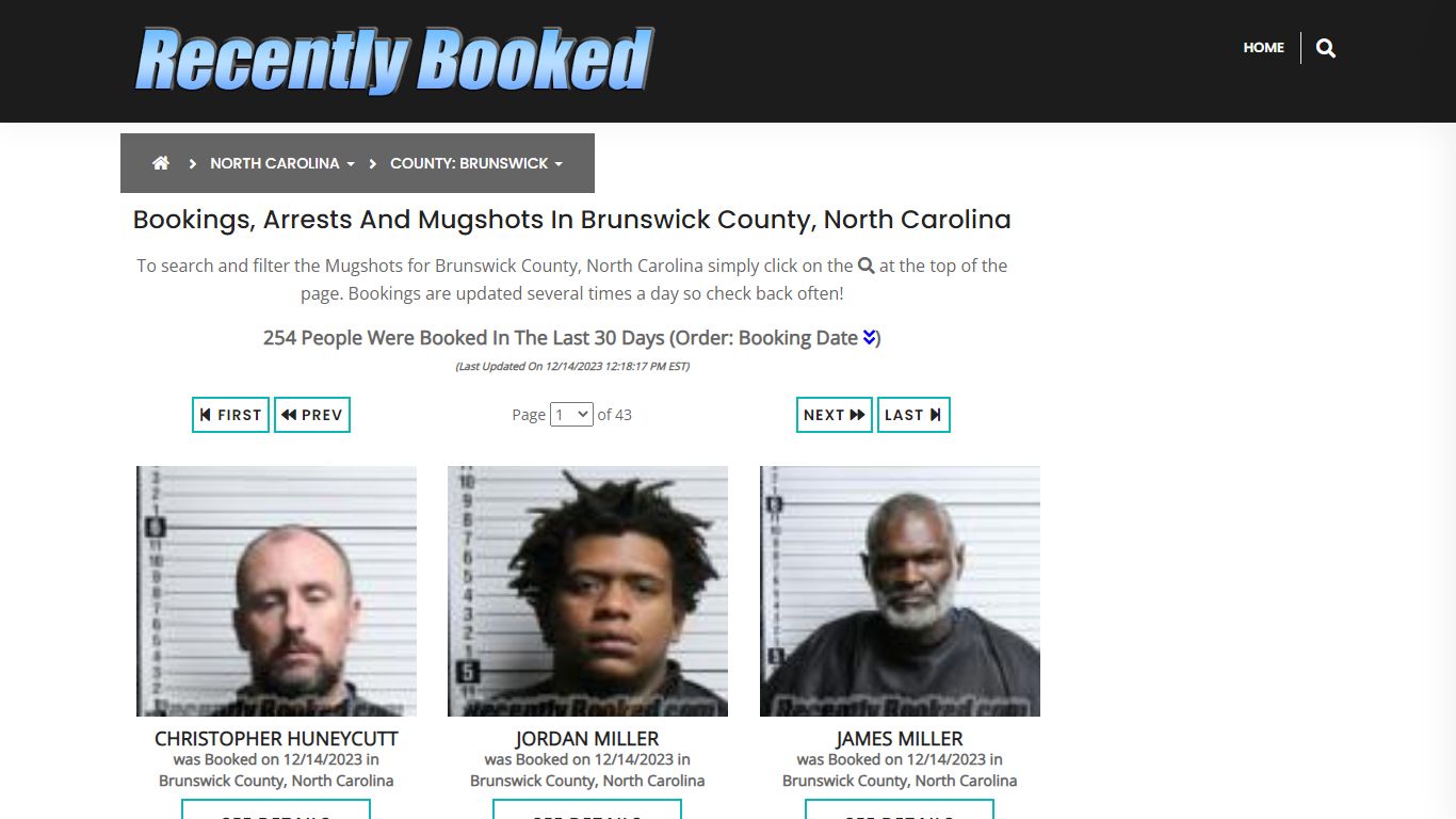 Bookings, Arrests and Mugshots in Brunswick County, North Carolina